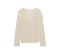 Marc O'Polo Damen Strickpullover V-Ausschnitt aus Bio-Baumwolle, creme (Sandy Melange) XL