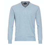 Strickpullover CASAMODA "CASAMODA Pullover uni", Herren, Gr. L, blau (helles himmelblau), 100% Baumwolle, Pullover Strickpullover (83972553-L) helles himmelblau