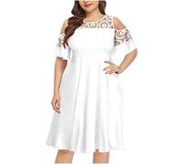 Pulloverkleid in Übergröße für Damen mit Rundhalsausschnitt, schulterfrei, Kurzarmrock, Feste Tunika, Swing-Damenkleider, Kleider