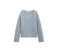 Strickpullover MARC O'POLO "aus weichem Schurwolle-Mix", Damen, Gr. M, grau (glacial blau), Obermaterial: 80% Wolle, 20% Polyamid, unifarben, U-Boot-Ausschnitt, Pullover Strickpullover (87851135-M) gl
