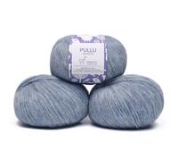 Pullu - Baby Alpaka Merinowolle Garn Set mit 3 Knäueln (150 Gramm) Kammgewicht - direkt aus Peru bezogen - himmlisch weich und perfekt zum Stricken und Häkeln (Heather Sky Blue)
