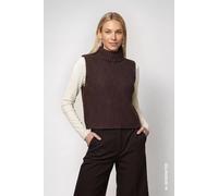 Pullunder MONARI "Pullunder Basic Chenille", Damen, Gr. 46, braun (schwarz), Strick, Obermaterial: 100% Polyester, unifarben, regular fit taillenbedeckt, Rundhals, Pullover Pullunder, Regular fit mit