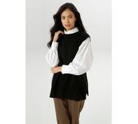 Pullunder ANISTON SELECTED, Damen, Gr. 36, schwarz, Feinstrick, Obermaterial: 73% Polyacryl, 24% Polyester, 3% Elasthan, unifarben, Basic, lässig geschnitten hüftbedeckend, Rundhals, weit, Pullover Pu