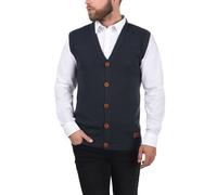 Pullunder BLEND "BHLennardo", Herren, Gr. M, blau (navy), Feinstrick, 50% Baumwolle, 50% Polyacryl, unifarben, regular fit normal, V-Ausschnitt, Pullover, Stilvoller Pullunder mit Holzknopf-Leiste (63