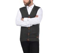 Pullunder BLEND "BHLennardo", Herren, Gr. S, charcoal, Feinstrick, 50% Baumwolle, 50% Polyacryl, unifarben, regular fit normal, V-Ausschnitt, Pullover Pullunder, Stilvoller Pullunder mit Holzknopf-Lei