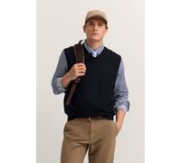 Pullunder BUGATTI "Regular Fit", Herren, Gr. 3XL, blau (390, marine), Strick, 95% Baumwolle, 5% Kaschmir, unifarben, regular fit, V-Ausschnitt, Rippbündchen, Pullover Pullunder, mit V-Ausschnitt aus B