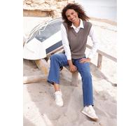 Pullunder CASUAL LOOKS "2-in-1-Pullunder", Damen, Gr. 44, dunkeltaupe, ecru, 50% Baumwolle, 50% Polyacryl, gemustert, mehrfarbig, Pullover Pullunder (92986126-44) dunkeltaupe, ecru