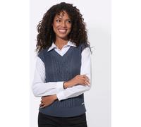 Pullunder CASUAL LOOKS "2-in-1-Pullunder", Damen, Gr. 44, rauchblau, ecru, 50% Baumwolle, 50% Polyacryl, gemustert, mehrfarbig, Pullover Pullunder (33456741-44) rauchblau, ecru