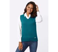 Pullunder CASUAL LOOKS "Pullunder", Damen, Gr. 54, blau (petrol), 50% Baumwolle, 50% Polyacryl, unifarben, Pullover Pullunder (60365542-54) petrol