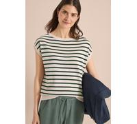 Pullunder CECIL, Damen, Gr. XL (44), palm breeze grün, Web, 53% Baumwolle, 37% Viskose, 10% Nylon, gestreift, comfort fit normal, Rundhals, Rippbündchen, Pullover Pullunder, im Streifendesign (7666430