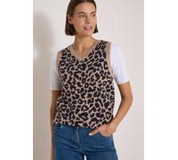 Pullunder CECIL, Damen, Gr. XS (36), beige (creamy mocha melange), Web, 39% Polyacryl, 35% Baumwolle, 15% Polyester, 11% Nylon, comfort fit normal, V-Ausschnitt, Bündchen, Pullover Pullunder, mit V-Au