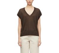 Pullunder COMMA, Damen, Gr. M, braun, Strick, Obermaterial: 57% Leinen, 27% Viskose, 16% Polyester, unifarben, lässig geschnitten hüftbedeckend, V-Ausschnitt, Bündchen, Pullover Pullunder, mit V-Aussc
