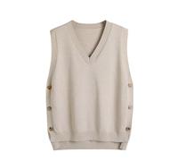 Pullunder Damen Ärmellos Strick Pullover Damen Weste Strick Pullover Ämellos Einfarbig Pullunder Damen Weste Strick Pullunder Strickweste Baumwoll Vest Strick Feinstrick für Business und Freizeit