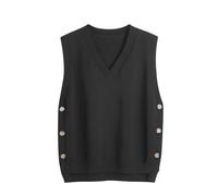 Pullunder Damen Ärmellos Strick Pullover Damen Weste Strick Pullover Ämellos Einfarbig Pullunder Damen Weste Strick Pullunder Strickweste Baumwoll Vest Strick Feinstrick für Business und Freizeit