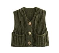 Pullunder Damen Ärmellos Strickjacke Elegant Strickpulli Damen Mit Tasche Strick Weste Casual Strickweste Pullover Frauen Mode Strickpullover Warm Dicker Winterpullover Kurz Sweater Vest