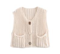 Pullunder Damen Ärmellos Strickjacke Elegant Strickpulli Damen Mit Tasche Strick Weste Casual Strickweste Pullover Frauen Mode Strickpullover Warm Dicker Winterpullover Kurz Sweater Vest