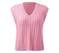 Pullunder Damen Ärmellos V Ausschnitt Strickweste Tank Top Weste Strick Casual Pullunder Sweater Weste Sweatshirt Herbst Freizeit Tops