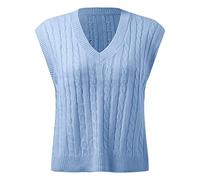 Pullunder Damen Ärmellos V Ausschnitt Strickweste Tank Top Weste Strick Casual Pullunder Sweater Weste Sweatshirt Herbst Freizeit Tops