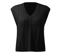 Pullunder Damen Ärmellos V Ausschnitt Strickweste Tank Top Weste Strick Casual Pullunder Sweater Weste Sweatshirt Herbst Freizeit Tops