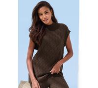 Pullunder FRENCH CONNECTION "- Strickshirt", Damen, Gr. 36/38, braun, Strick, Obermaterial: 33% Nylon, 32% Polyacryl, 30% Baumwolle, 5% Elasthan, Zopfmuster, unifarben, figurumspielend hüftlang, Rundh