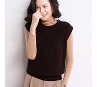 Pullunder Für Damen,Damen Strickpullover Weste Mode Kurze Schwarze Gitter Jacquard Rundhals Weicher Kaschmir Herbst Winter Warmer Ärmelloser Pullover Gilets Pullover Stricken Tank Top Cami Weste B