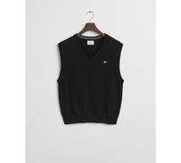 GANT Herren Strickpullunder - CLASSIC COTTON VEST, V-Ausschnitt, Baumwolle Schwarz 2XL