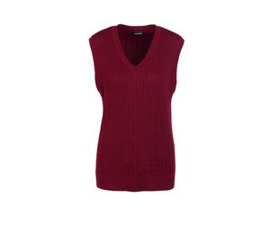 Pullunder GOLDNER "Elegante Zopfstrickweste, V-Ausschnitt", Damen, Gr. 54, rot (dunkelrot), Obermaterial: 50% Baumwolle CO. 50% Polyacryl PAN., V-Ausschnitt, Sonstiges, Pullover Pullunder, Tolles Komb