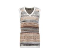 Pullunder GOLDNER "Herbstweste im Norweger-Look", Damen, Gr. 50, braun (grau, camel, gemustert), Obermaterial: 50% Baumwolle CO. 50% Polyacryl PAN., V-Ausschnitt, Sonstiges, Pullover Pullunder, Norweg