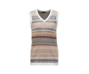 Pullunder GOLDNER "Herbstweste im Norweger-Look", Damen, Gr. 52, braun (grau, camel, gemustert), Obermaterial: 50% Baumwolle CO. 50% Polyacryl PAN., V-Ausschnitt, Sonstiges, Pullover Pullunder, Norweg