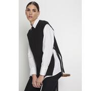 Pullunder HECHTER PARIS, Damen, Gr. 36/38, schwarz (schwarz solid), Strick, Obermaterial: 50% Baumwolle, 50% Polyacryl, unifarben, lässig geschnitten hüftlang, Rundhals, Pullover Pullunder, mit Seiten