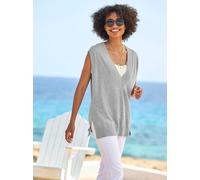 Pullunder HEINE "Pullunder", Damen, Gr. 44, grau (grau, meliert), 100% Baumwolle, unifarben, Pullover Pullunder (40703644-44) grau, meliert