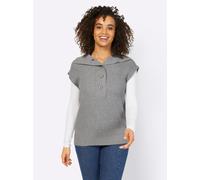 Pullunder HEINE "Pullunder", Damen, Gr. 44, grau (grau, meliert), 50% Viskose, 28% Polyester, 22% Polyamid, unifarben, Pullover (34738560-44) grau, meliert