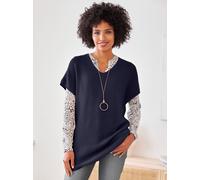 Pullunder HEINE "Pullunder", Damen, Gr. 46, blau (marine), 100% Polyacryl, unifarben, Pullover Pullunder (66766964-46) marine