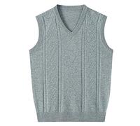 Pullunder Herren Ärmellose Strickweste V-Ausschnitt Strick Pullover Weste Winter Einfarbig Sleeveless Strickpullover für Männer Lässige Feinstrick Pulloverwestee für Klassische