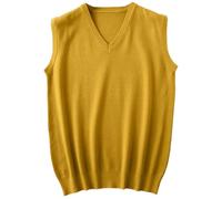 Pullunder Herren Strickpullover Ärmellos Weste Pullover Sakko Argyle V Ausschnitt Gilet Strickweste Krageneinsatz Wolle Herbstmode Für Männer V-Ausschnitt Vest Herrenwesten Orange XXL