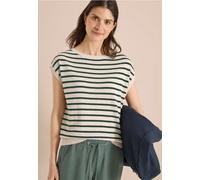 Pullunder CECIL, Damen, Gr. S (38), palm breeze grün, Web, 53% Baumwolle, 37% Viskose, 10% Nylon, gestreift, comfort fit normal, Rundhals, Rippbündchen, Pullover Pullunder, im Streifendesign (76664306