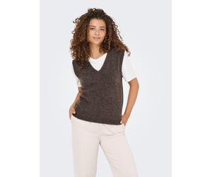 Pullunder JDY "JDYELANORA S/L VN VEST KNT NOOS", Damen, Gr. XL, braun (bracken detail:melange), Strick, Obermaterial: 74% Polyacryl, 20% Nylon, 6% Elasthan, meliert, normal, V-Ausschnitt, Pullover Pul