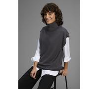 Pullunder LAURA SCOTT, Damen, Gr. 36/38, grau (anthrazit mélange), Strick, Obermaterial: 50% Viskose, 28% Polyester, 22% Polyamid, unifarben, Basic, weit hüftbedeckend, hoch geschlossener Ausschnitt,