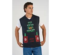 Pullunder LINDBERGH, Herren, Gr. S, navy, Strick, Obermaterial: 100% Polyacryl, Intarsienmuster, regular fit normal, V-Ausschnitt, Pullover Pullunder, mit weihnachtlichem Intarsien Muster (23489161-S)