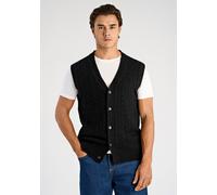 Pullunder LINDBERGH "Pullunder Relaxed Fit", Herren, Gr. L, schwarz, Obermaterial: 80% Wolle, 20% Nylon, V-Ausschnitt, Pullover Pullunder (22276834-L) schwarz