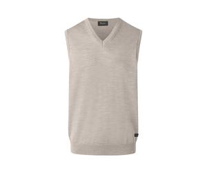 Pullunder MAERZ MUENCHEN "Maerz Muenchen 460000 Strickpullunder Herren Bekleidung", Herren, Gr. 50, beige, 100% Wolle, V-Ausschnitt, Pullover Pullunder (70170323-50) beige