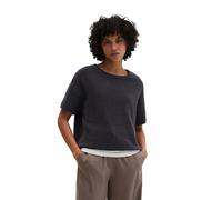 Pullunder MARC O'POLO "aus Bouclé-Garn", Damen, Gr. XS, blau graphite, Obermaterial: 78% Baumwolle, 22% Polyamid, unifarben, Rundhals, Pullover Pullunder (91328458-XS) blau graphite