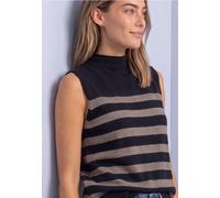 Pullunder STREET ONE, Damen, Gr. 40, indigo night, Feinstrick;Stoff, 30% Polyester, 27% Polyacryl, 23% Polyamid, 20% Viskose, gestreift, normal normal, hoch geschlossener Ausschnitt, abgesteppt, Pullo