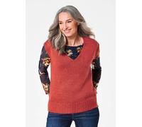 Rundhalspullover GOLDNER "Pullunder", Damen, Gr. 44, rot, Obermaterial: 100% Polyacryl PAN., V-Ausschnitt, keine/nicht relevant, Pullover Rundhalspullover, fully fashioned gestrickter Ausschnitt (4923