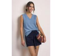 Pullunder STREET ONE, Damen, Gr. 36, northern blau meliert, Stoff, 30% Polyester, 27% Polyacryl, 23% Polyamid, 20% Viskose, unifarben, comfort fit normal, V-Ausschnitt, normaler Saum, Pullover Pullund