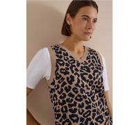 Pullunder CECIL, Damen, Gr. L (42), beige (creamy mocha melange), Web, 39% Polyacryl, 35% Baumwolle, 15% Polyester, 11% Nylon, comfort fit normal, V-Ausschnitt, Bündchen, Pullover Pullunder, mit V-Aus