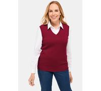 Pullunder GOLDNER "Elegante Zopfstrickweste, V-Ausschnitt", Damen, Gr. 44, rot (dunkelrot), Obermaterial: 50% Baumwolle CO. 50% Polyacryl PAN., V-Ausschnitt, Sonstiges, Pullover Pullunder, Tolles Komb