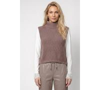 Pullunder MONARI "Pullunder Basic Chenille", Damen, Gr. 38, braun (taupe), Strick, Obermaterial: 100% Polyester, unifarben, regular fit taillenbedeckt, Rundhals, Pullover Pullunder, Regular fit mit St