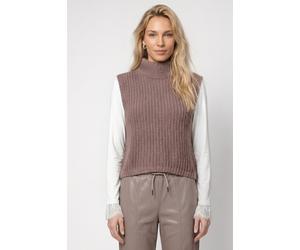 Pullunder MONARI "Pullunder Basic Chenille", Damen, Gr. 46, braun (taupe), Strick, Obermaterial: 100% Polyester, unifarben, regular fit taillenbedeckt, Rundhals, Pullover Pullunder, Regular fit mit St