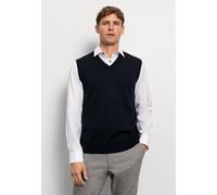 OLYMP Pullunder Herren Regular Fit V-Ausschnitt Merinowolle blau, L